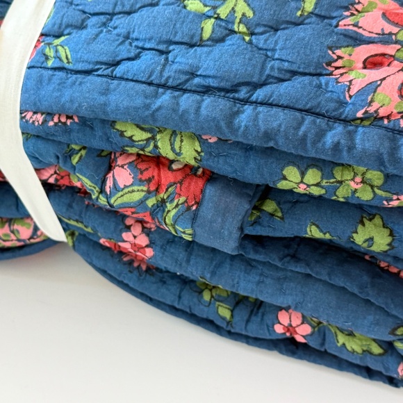 Aqua floral printed reversible king quilt set blue toille floral NEW - Picture 8 of 14